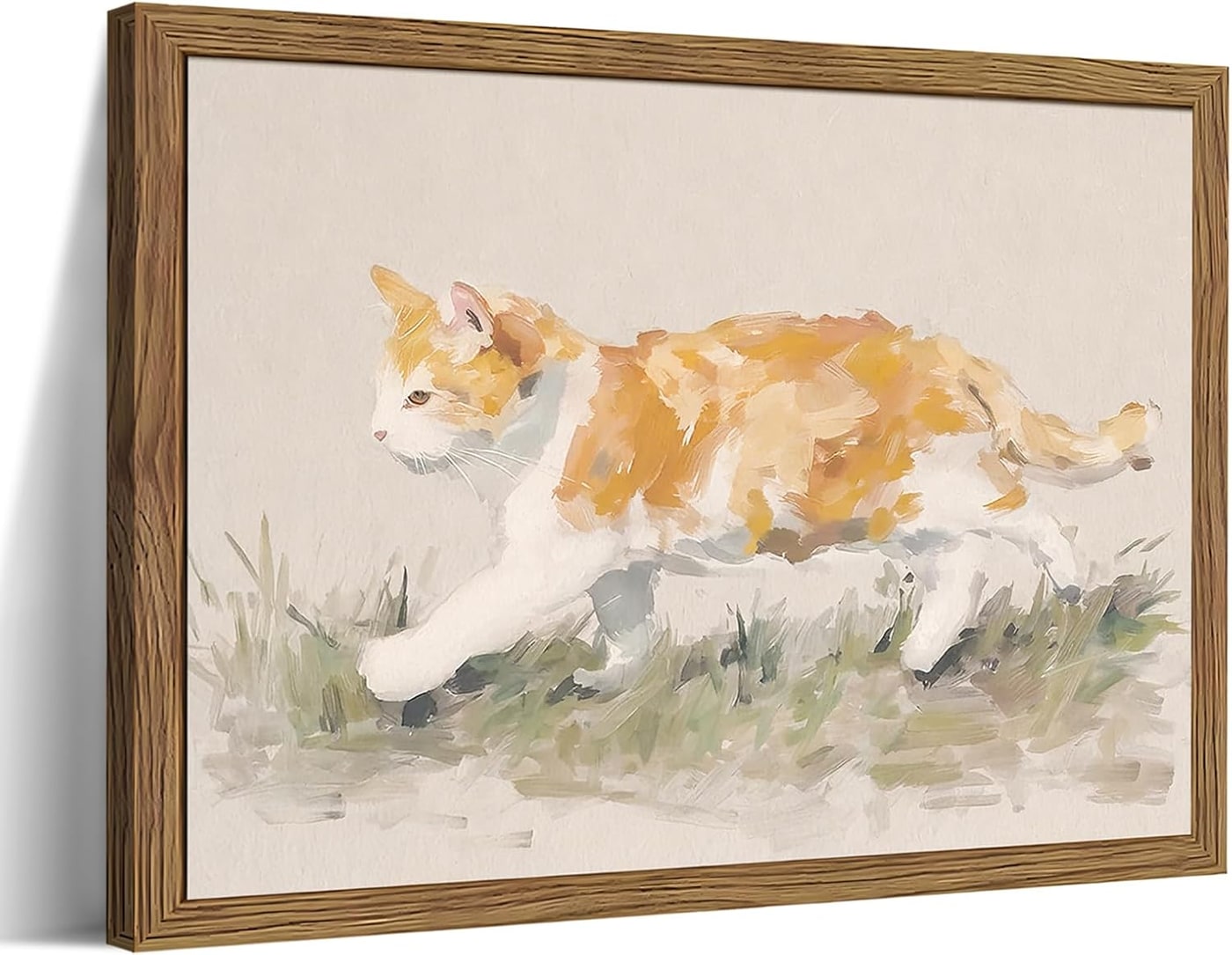 Framed Halloween Ghost Canvas Wall Art - Orange Cat
