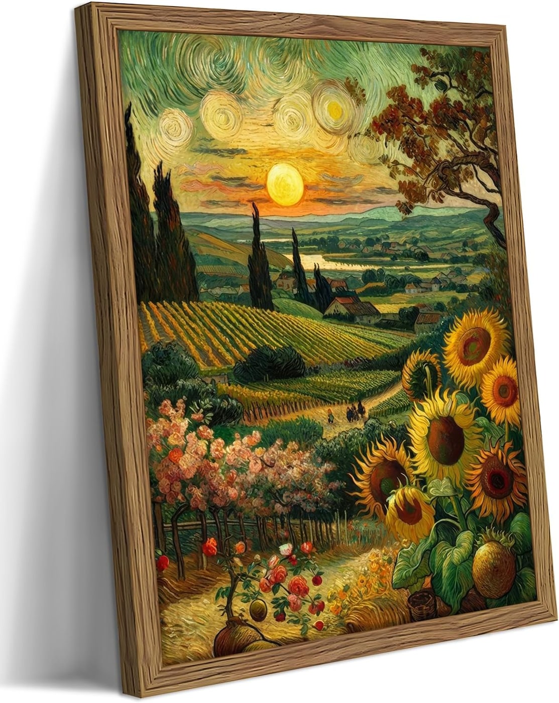 Framed Halloween Ghost Canvas Wall Art - Sunset Sunflower