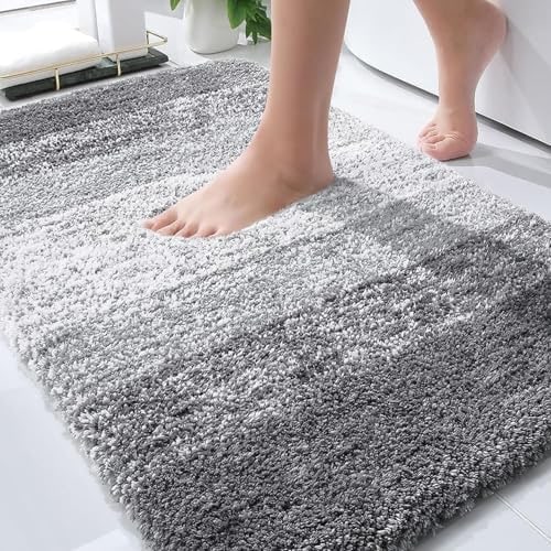 Gradient Stripe Microfiber Bath Rug - Photo 2
