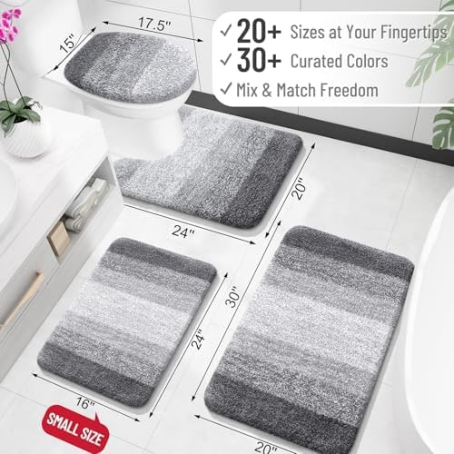 Gradient Stripe Microfiber Bath Rug - Photo 3