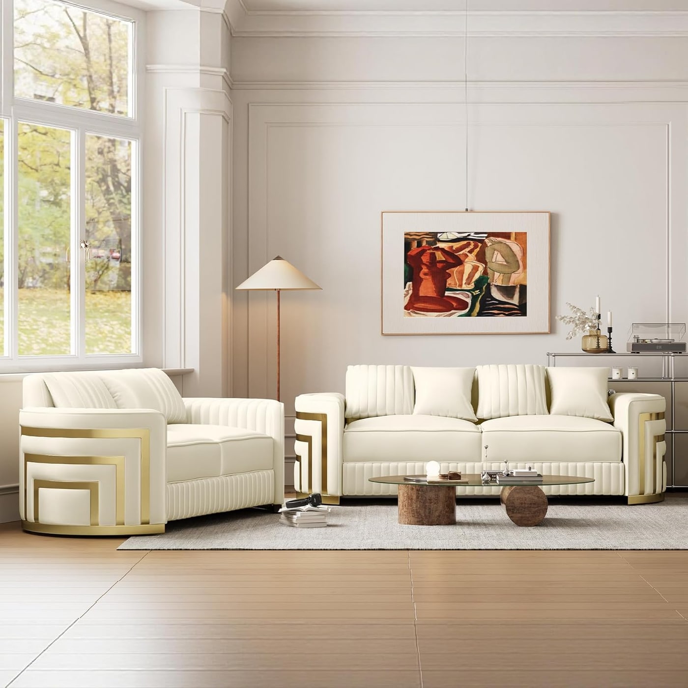 Two-Piece Chesterfield Velvet Sofa and Loveseat Set - Photo 3
