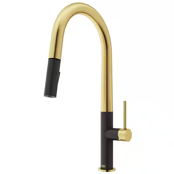 Greenwich Pull-Down Kitchen Faucet - Matte Brushed Gold / Matte Black