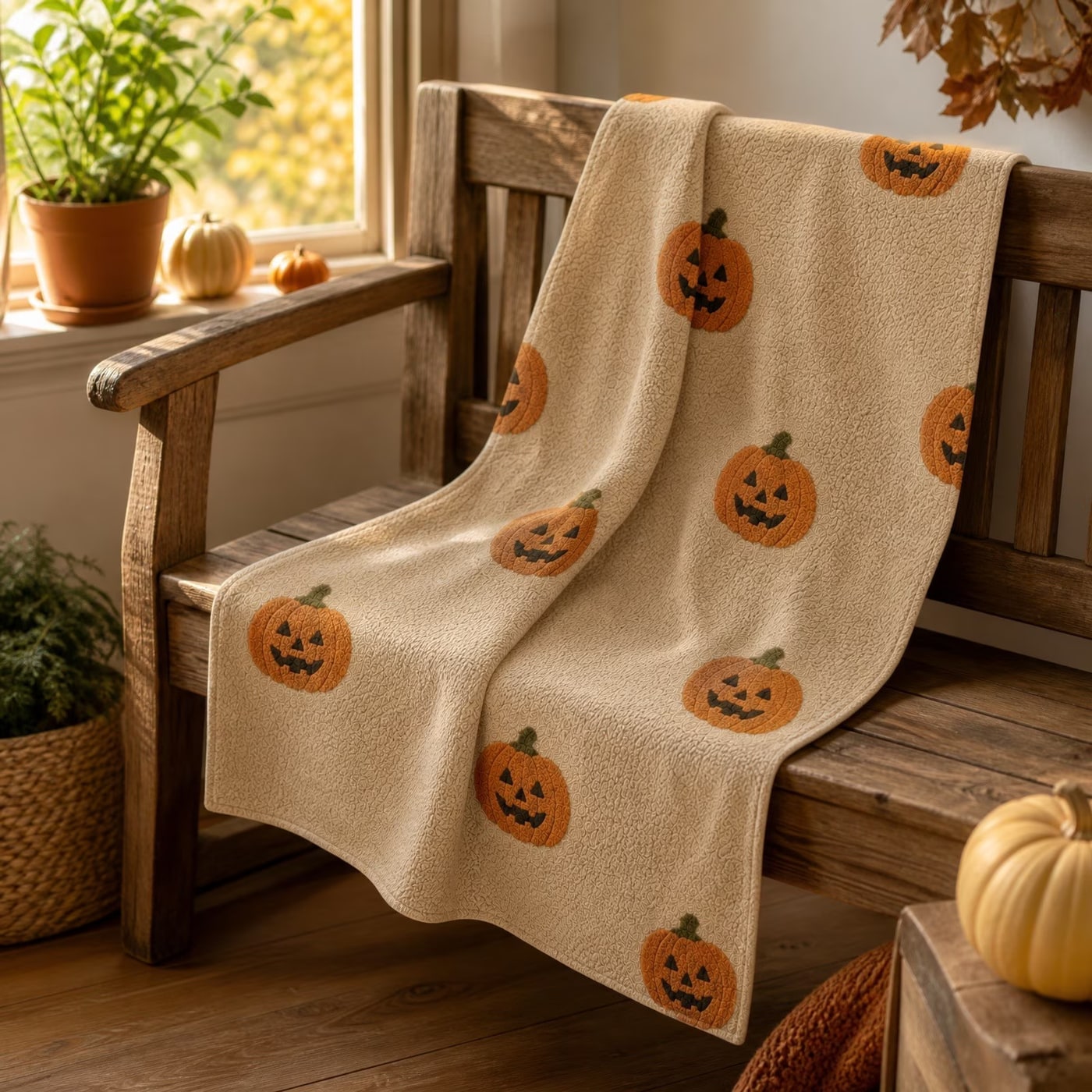 Festive Halloween Flannel Throw Blanket