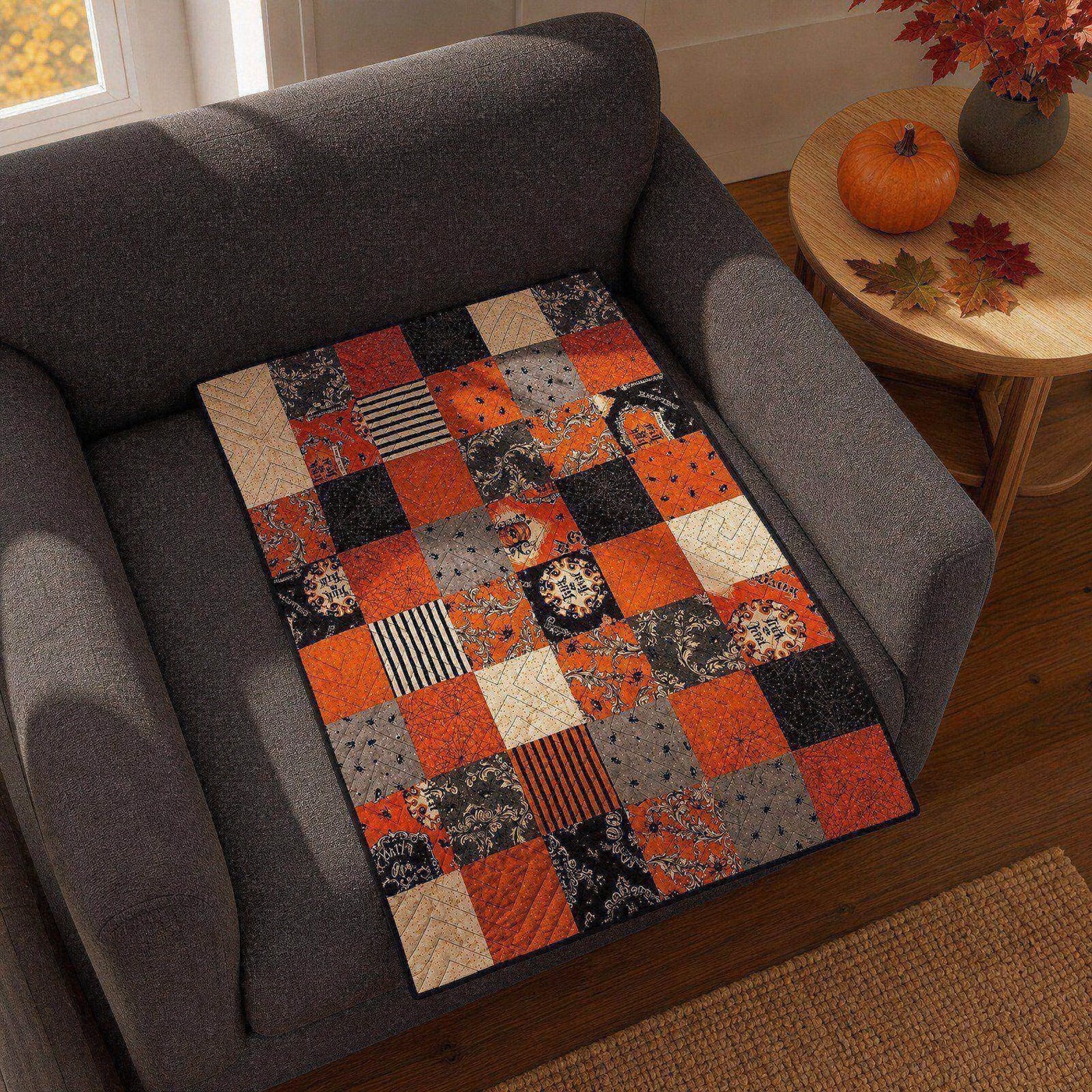 Festive Halloween Flannel Throw Blanket - Pattern 7