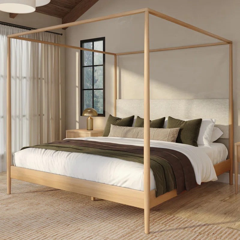 Harbor Canopy Bed with Chenille Headboard - Photo 2