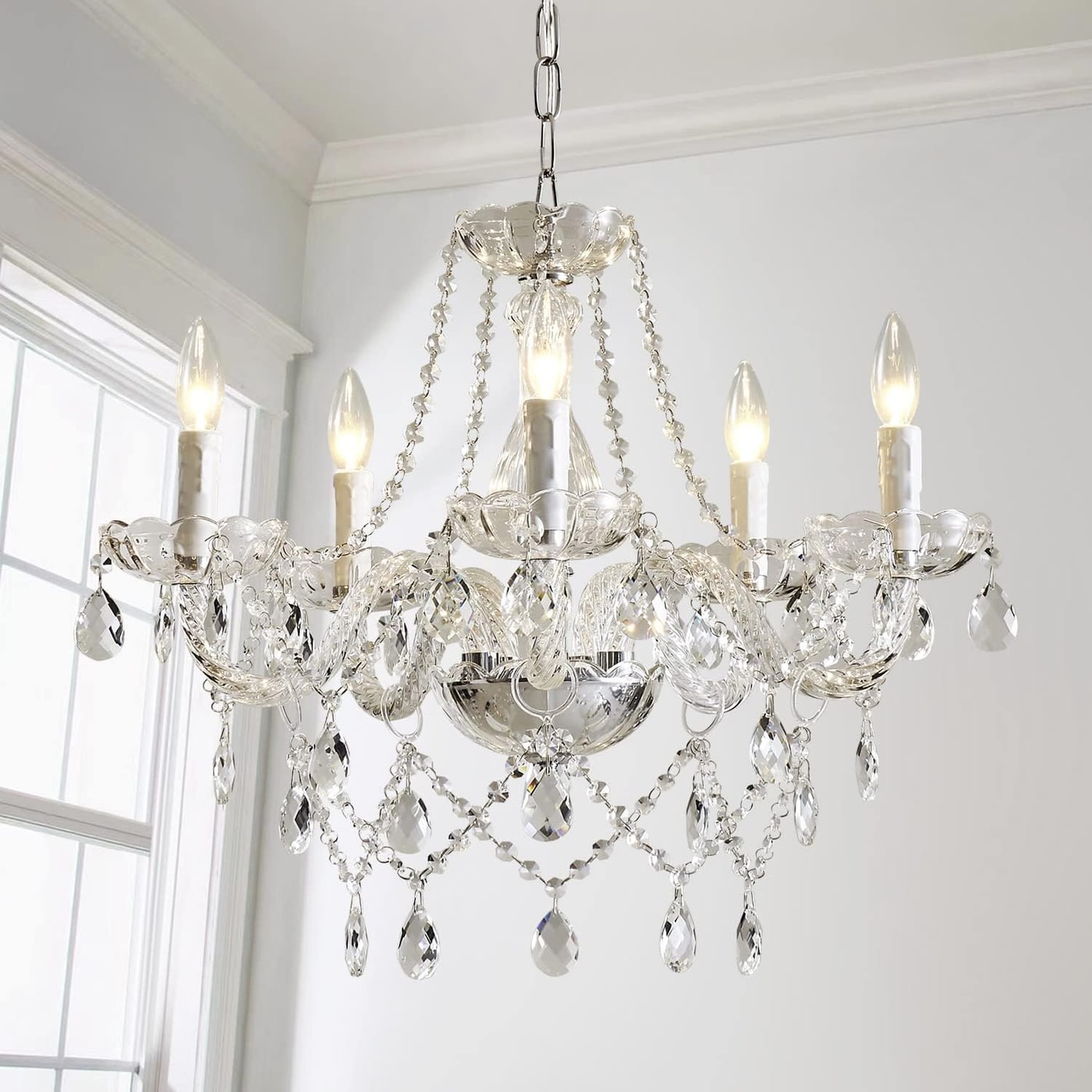 K9 Crystal Glass 5-Light Pendant Chandelier