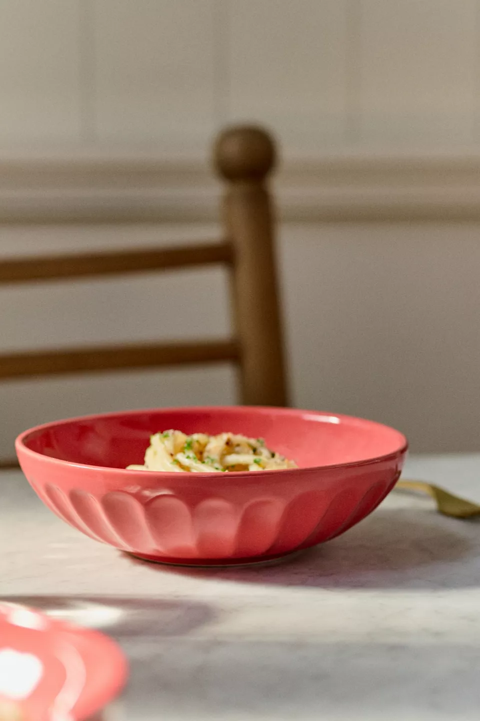 Amelie Latte Stoneware Pasta Bowls, Set of Four - Tomato