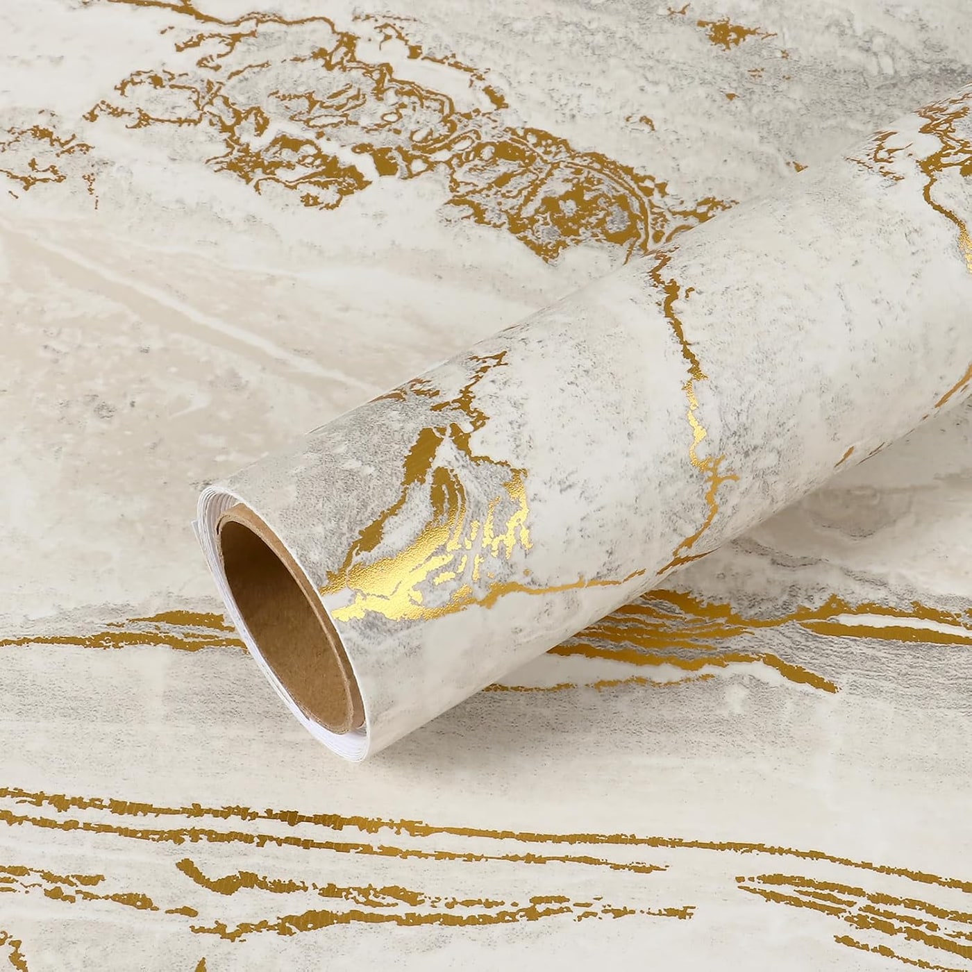 Matte Beige Gold Marble Peel-and-Stick Contact Paper