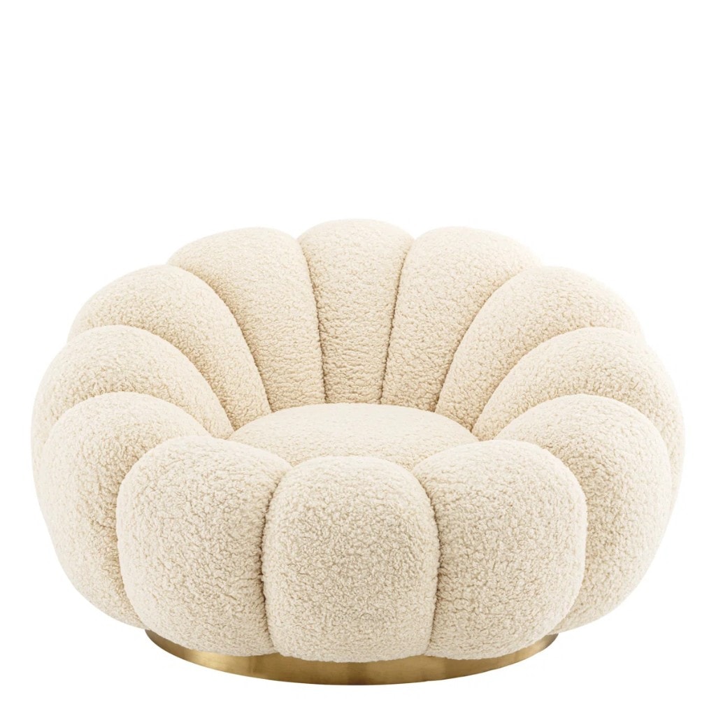 Mello Scalloped Swivel Lounge Chair - Faux Shearling
