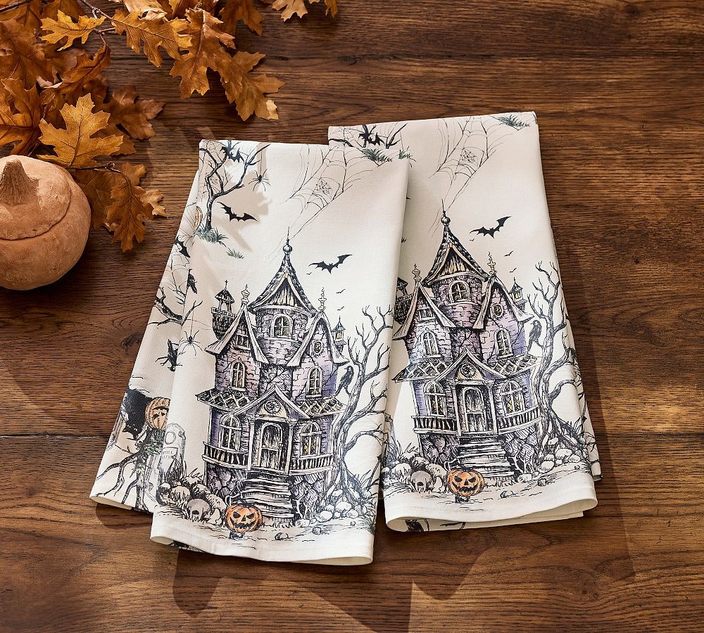 Midnight Manor Cotton Tea Towels, Set of 2