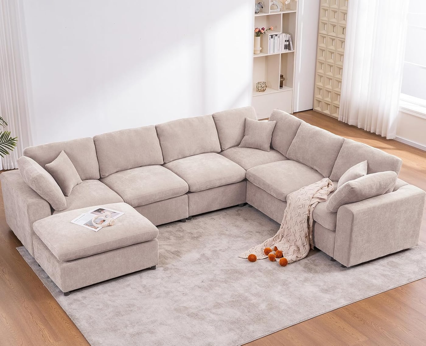 Modular V-Shaped Down-Filled Sectional with Ottoman - Photo 2