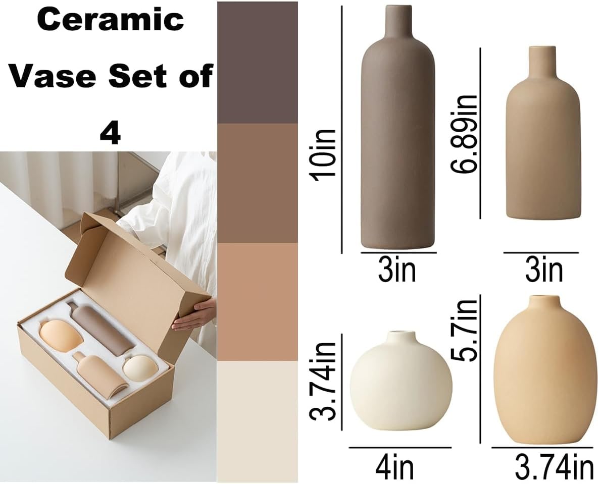 Four-Piece Matte Ceramic Vase Set - Photo 3