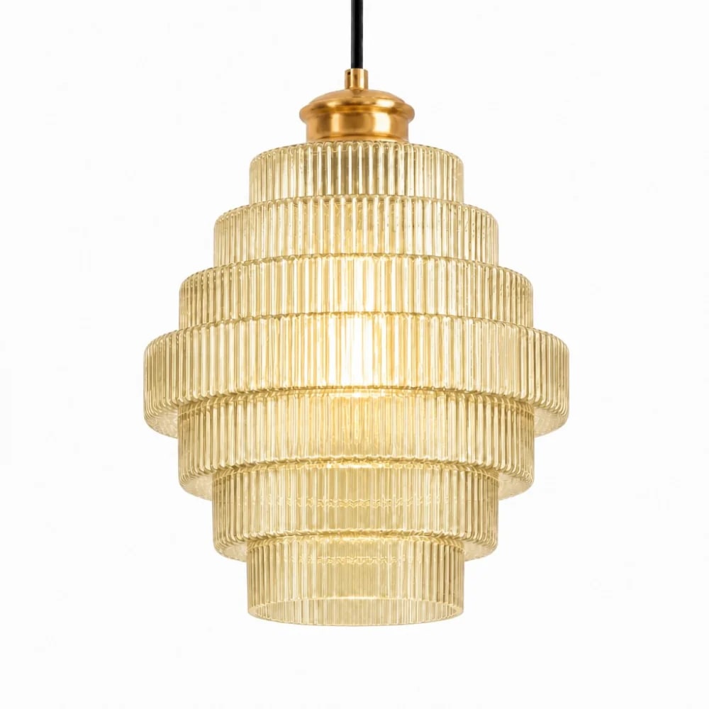 Nordic Striped Glass Bottle Pendant Light - Yellow / 8.7″ D x 11.8″ H