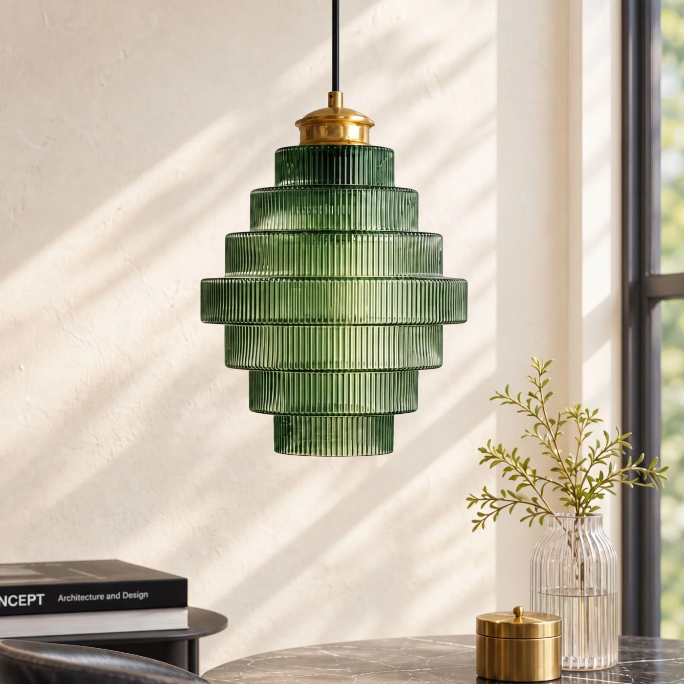 Nordic Striped Glass Bottle Pendant Light
