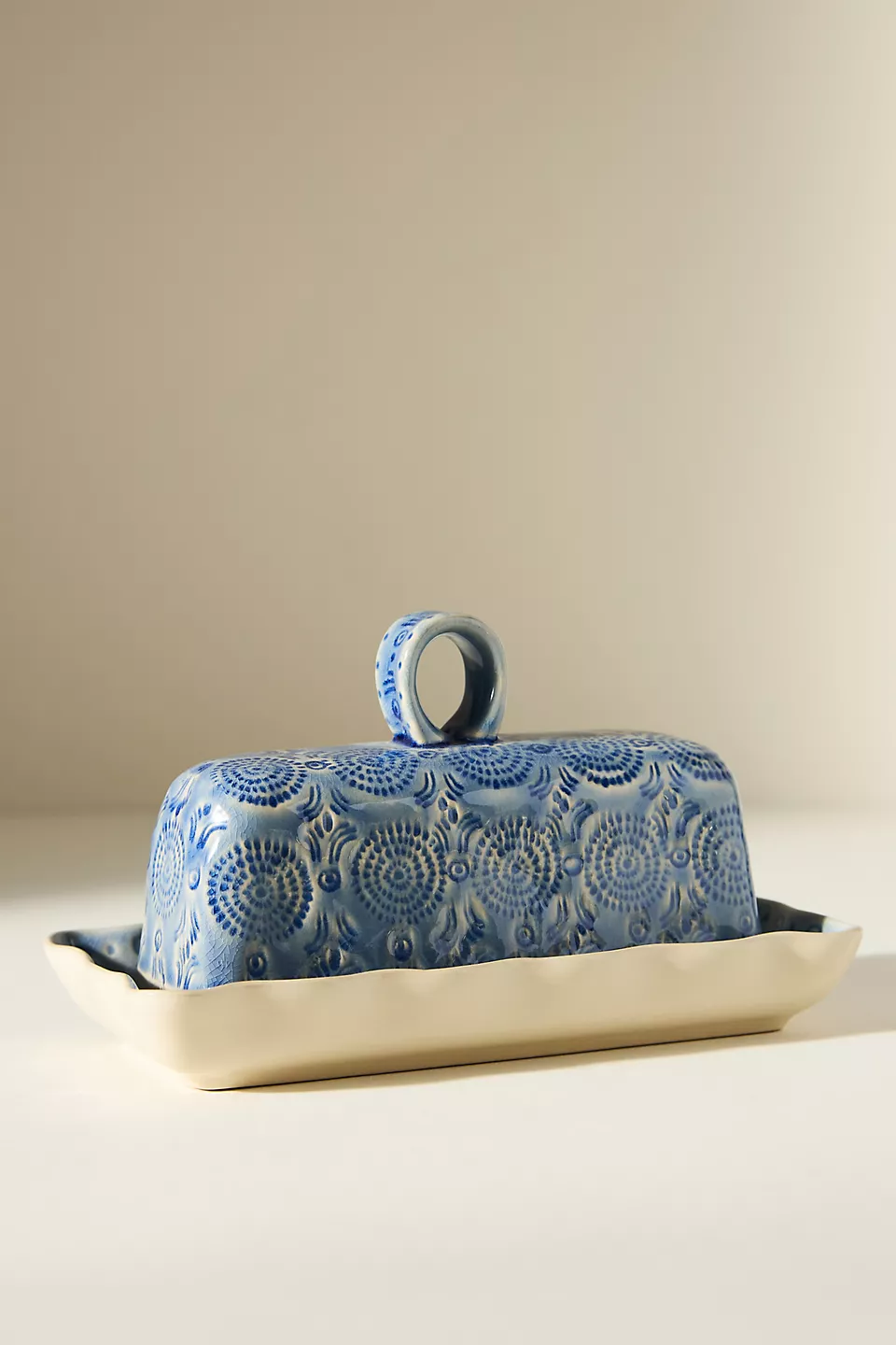 Havana Crackle Glaze Butter Dish - Wedgewood Blue