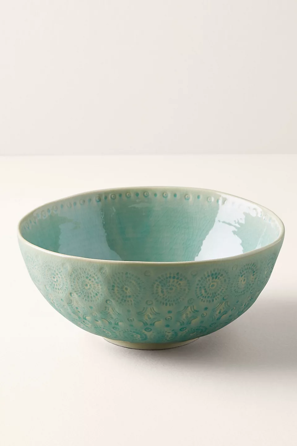 Havana Crackle Glaze Salad Bowl - Mint