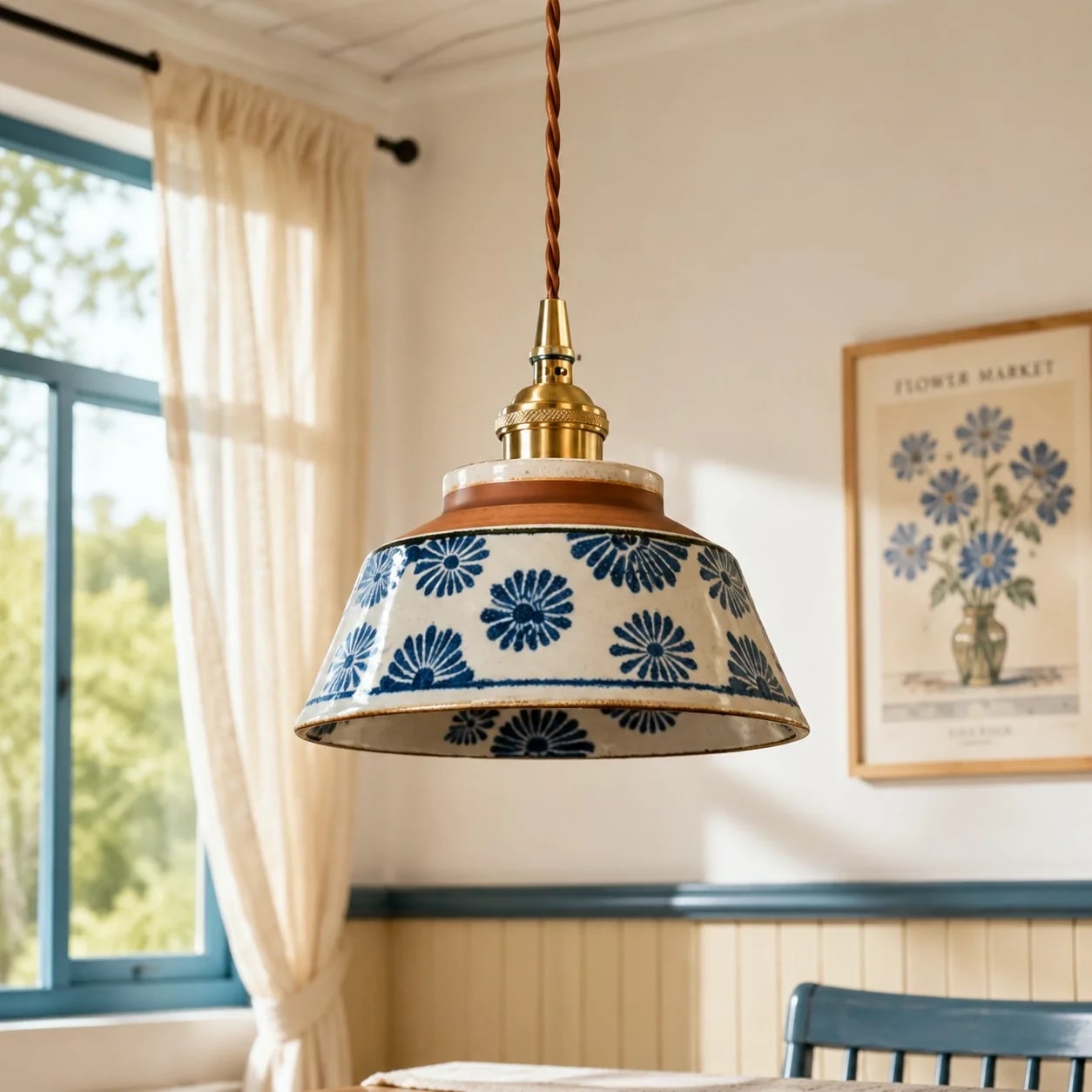 Orin Hand-Painted Ceramic Pendant Light - Model A