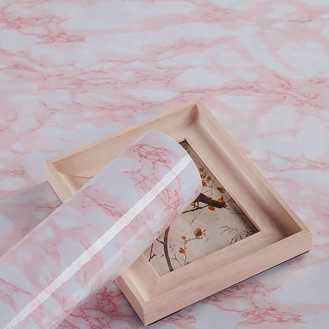 White Pink Marble Peel-and-Stick Vinyl Roll - Photo 4