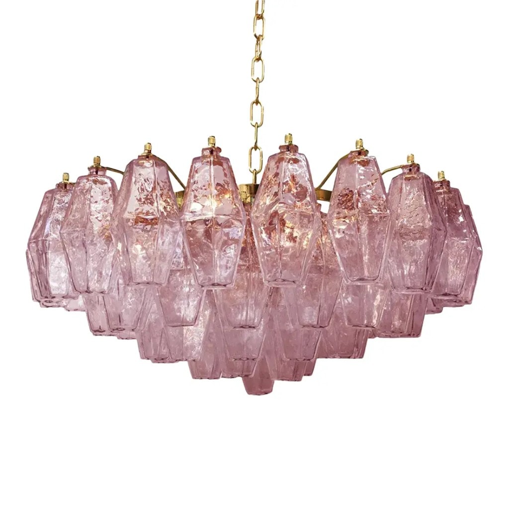 Poliedro Murano Glass Chandelier - Rose Pink