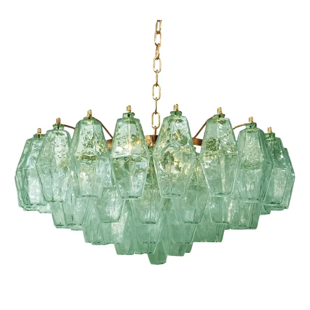 Poliedro Murano Glass Chandelier - Sea Green