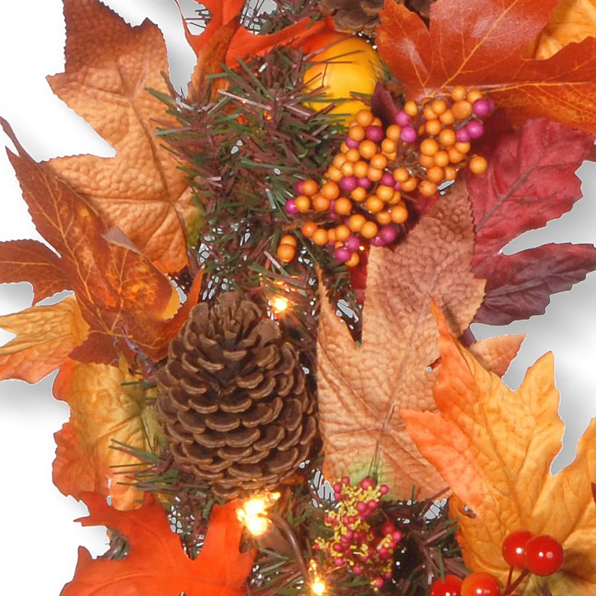 24-Inch Prelit Fall Wreath with Gourds, Pinecones & Berries - Photo 4
