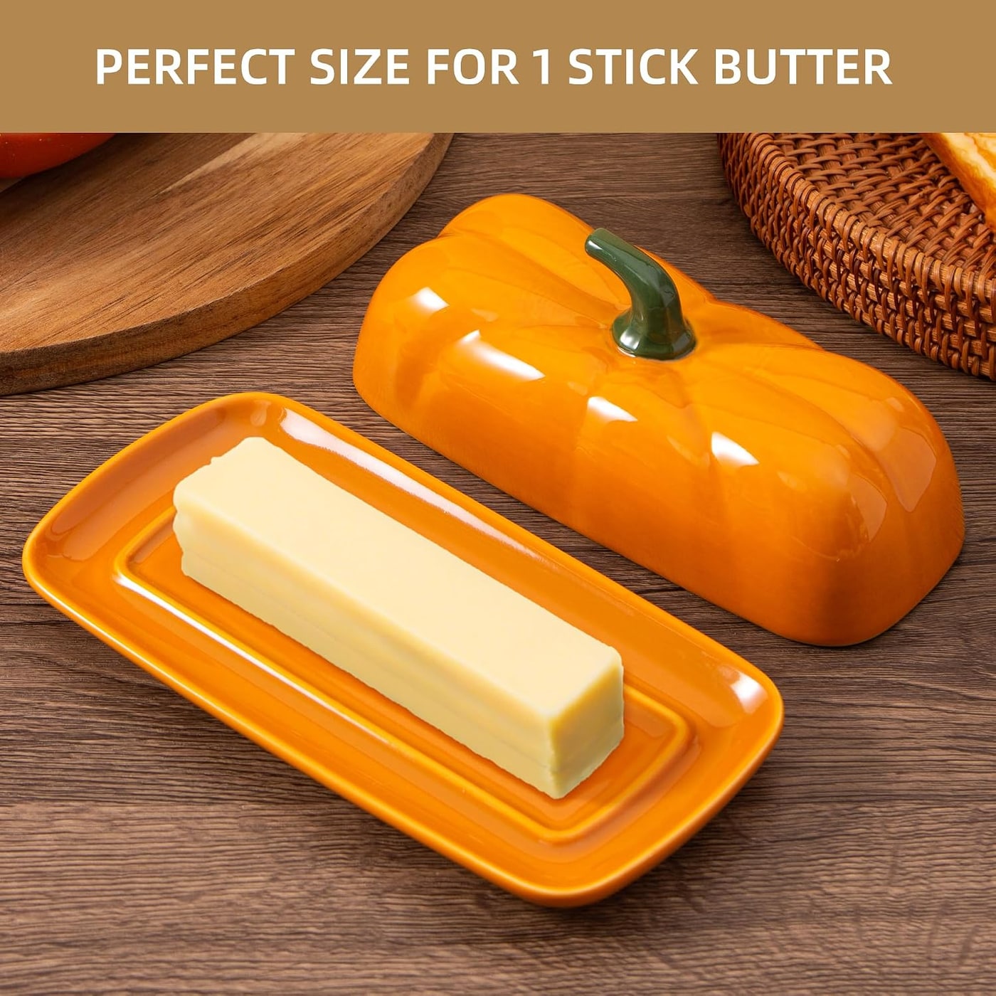 Ceramic Pumpkin Butter Dish with Lid - Photo 2