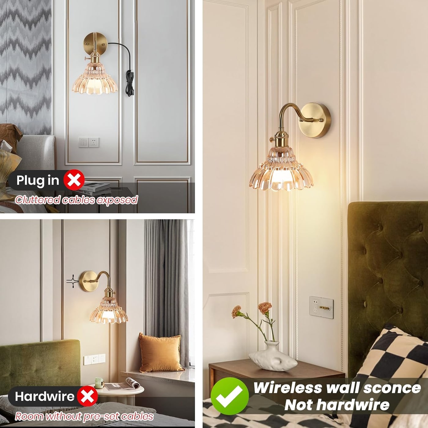 Rechargeable Brass Wall Sconces, Set of Two - Photo 4