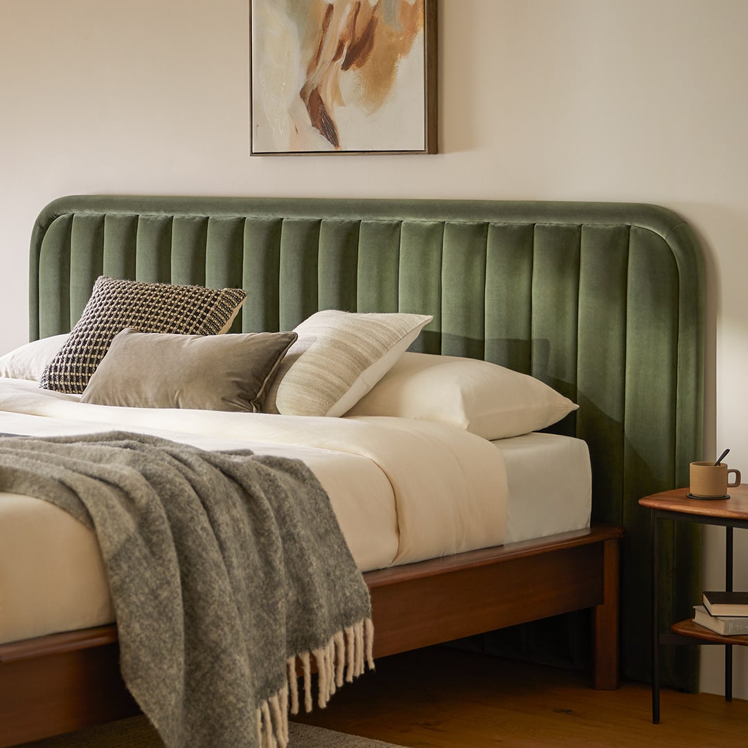 King Channel-Tufted Velvet Headboard
