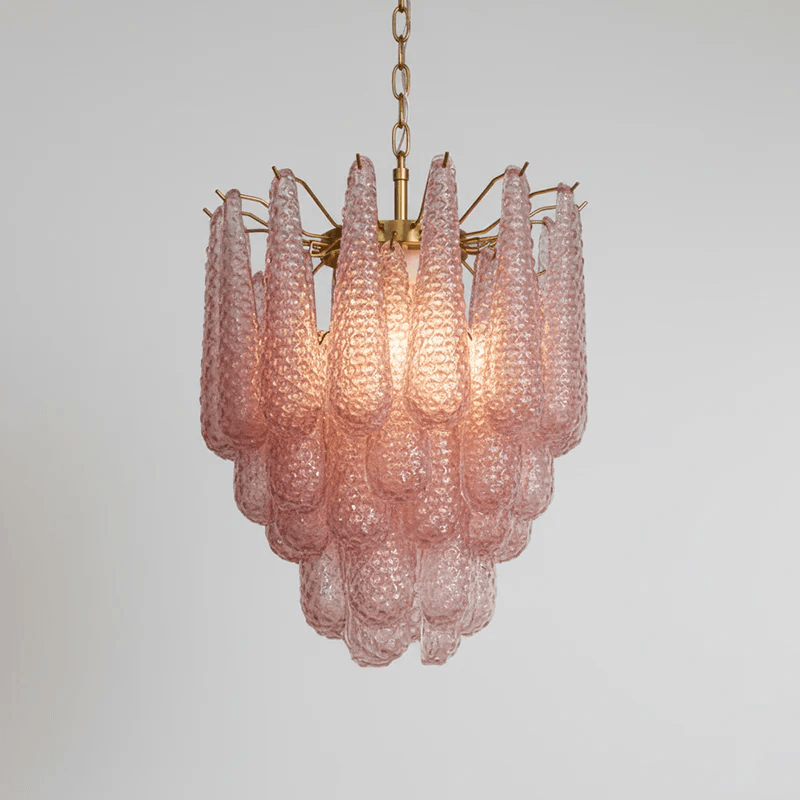 Rosalia Blown Glass Teardrop Chandelier - Copper & Pink