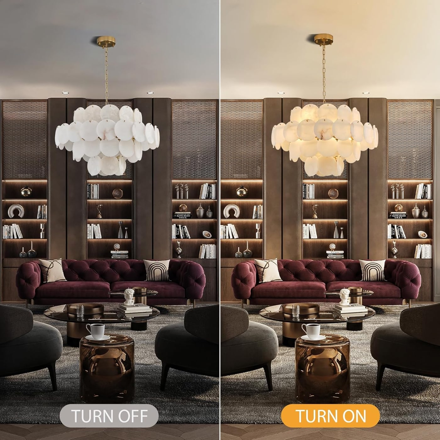 Round Natural Alabaster Chandelier, 12-Light - Photo 3