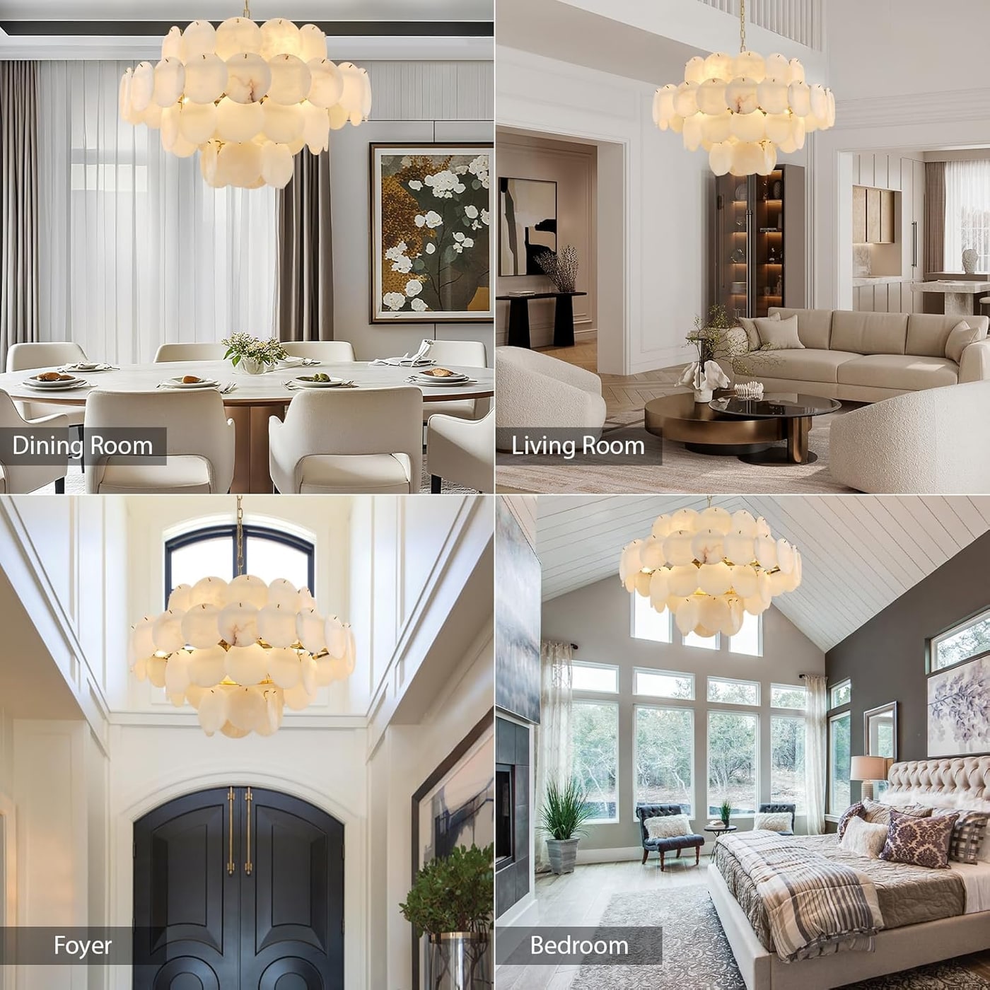 Round Natural Alabaster Chandelier, 12-Light - Photo 4