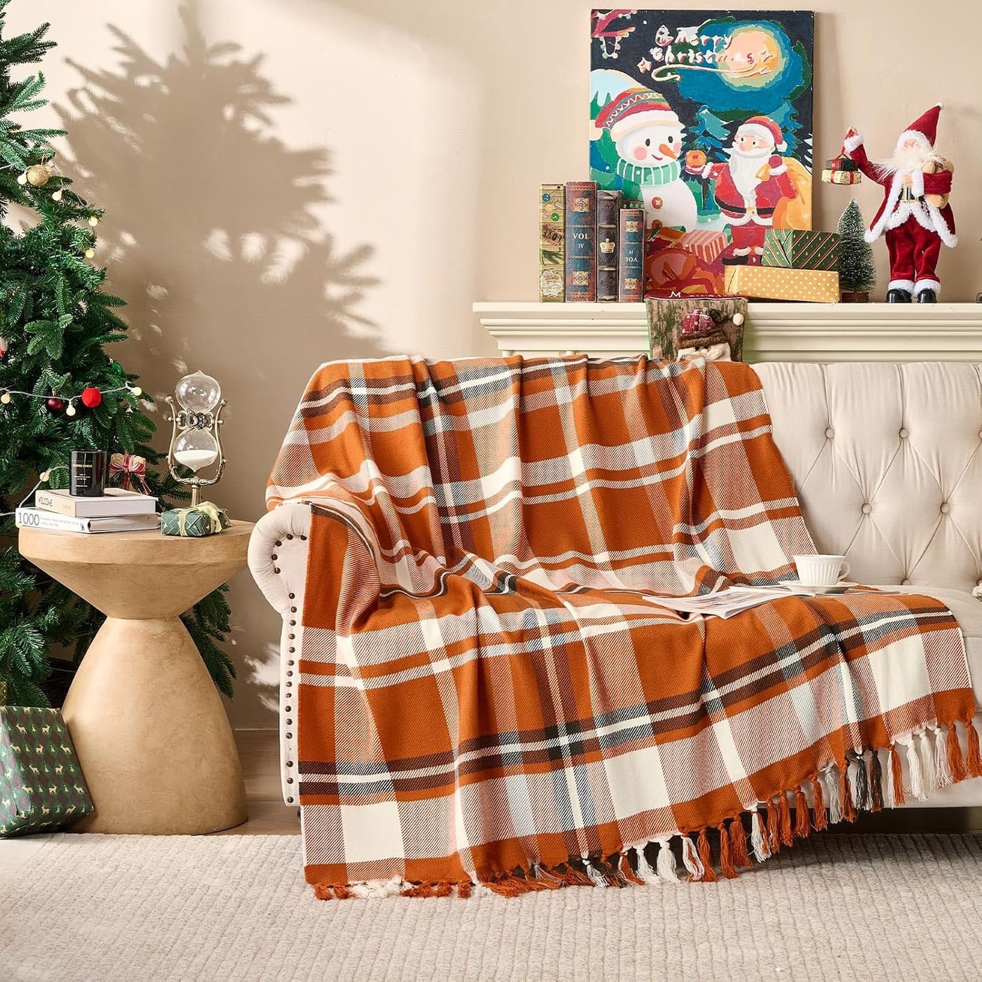 Rust Plaid Fringe Throw Blanket - Photo 3