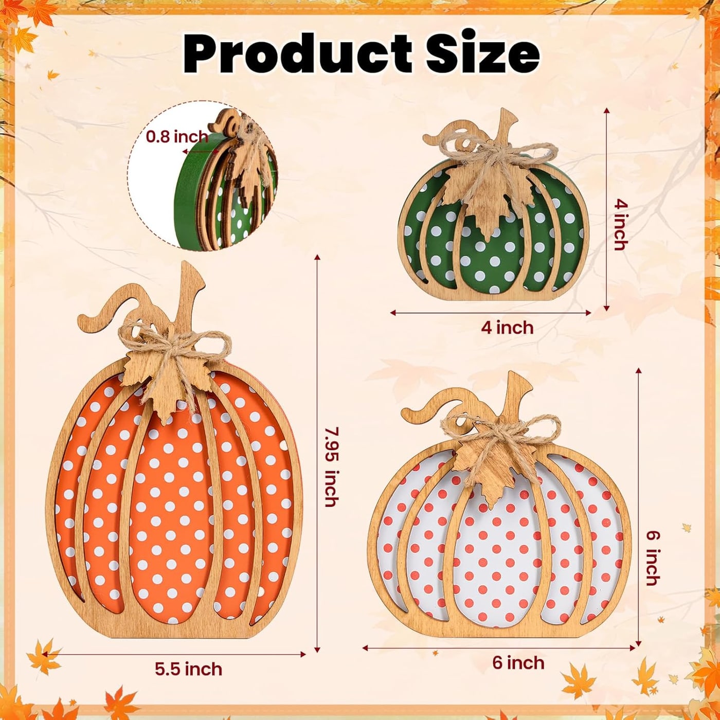 3-Piece Rustic Wooden Pumpkin Fall Decor Set - Photo 2
