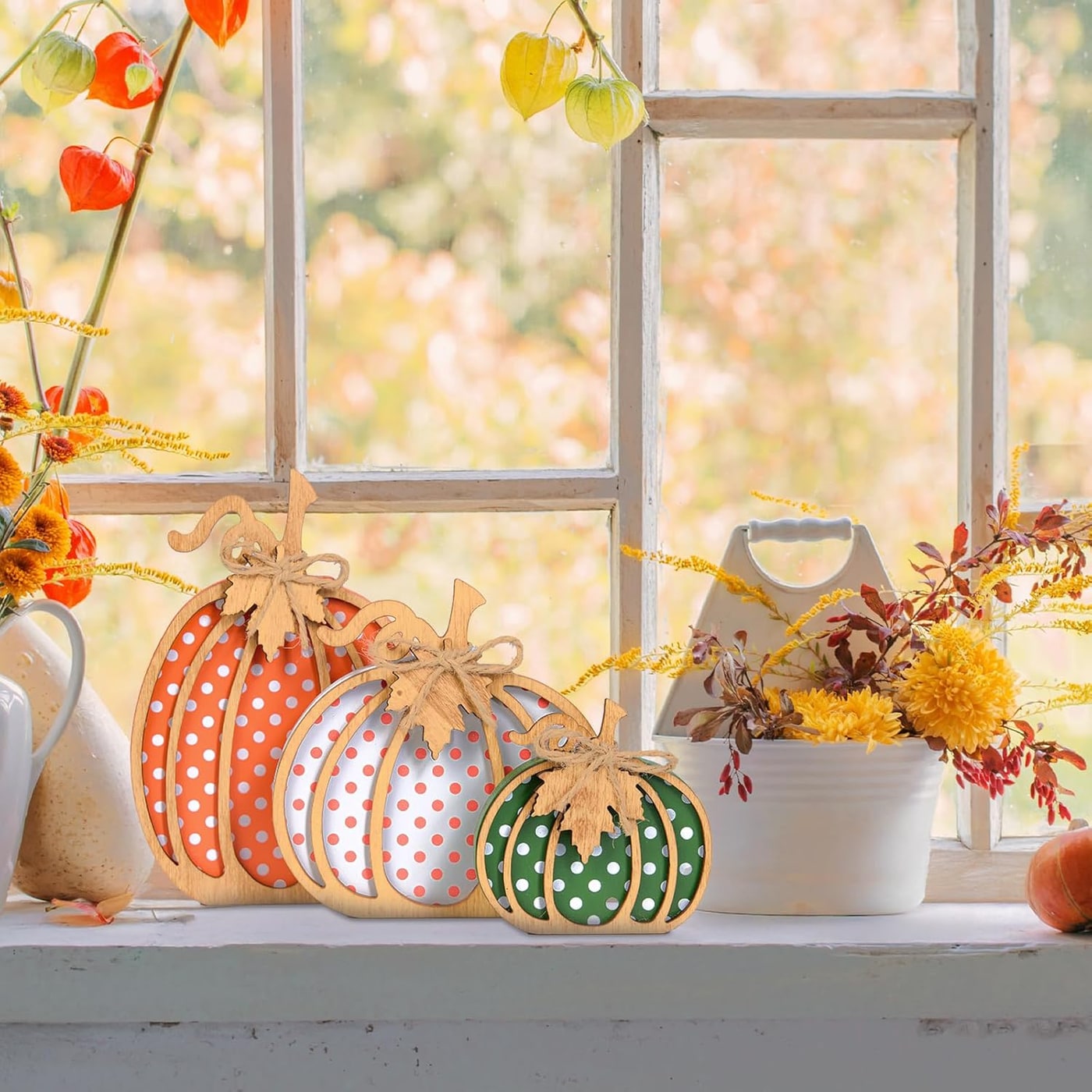 3-Piece Rustic Wooden Pumpkin Fall Decor Set - Photo 4