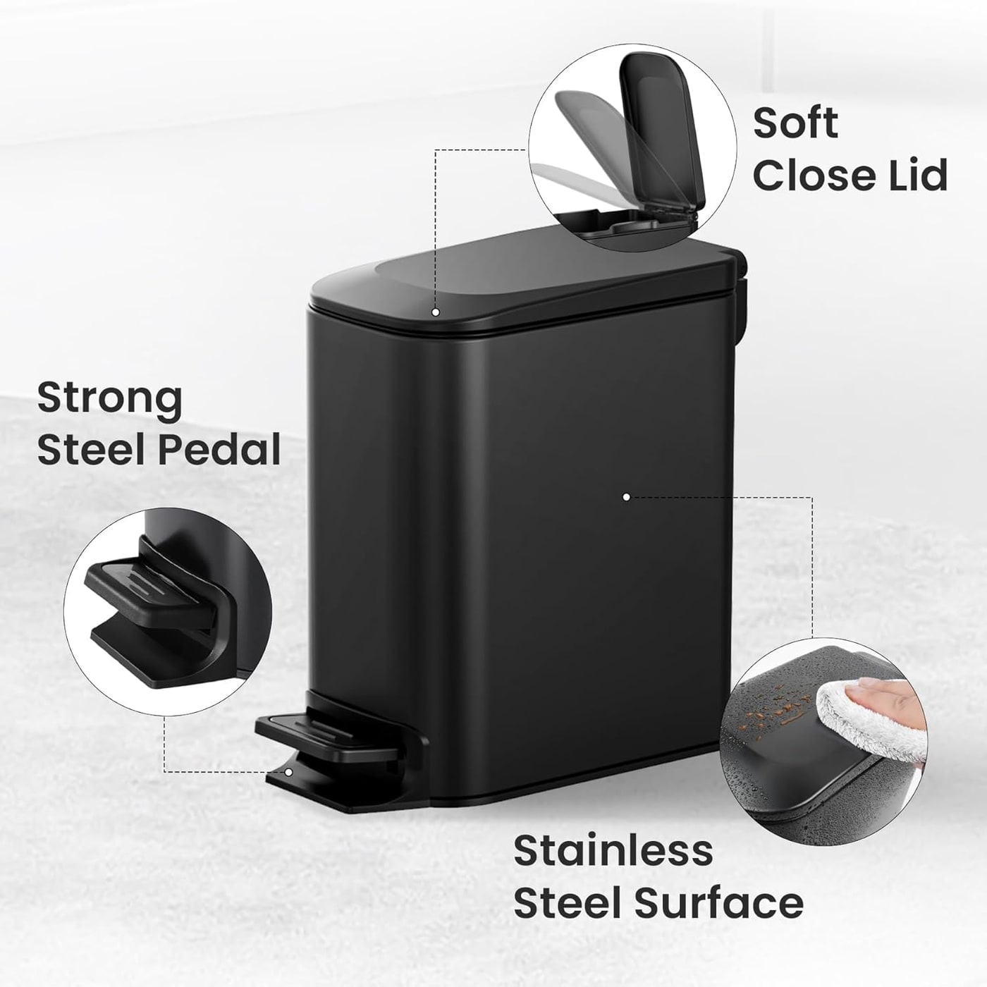 Slim 1.6-Gallon Step Trash Can with Soft-Close Lid - Photo 3