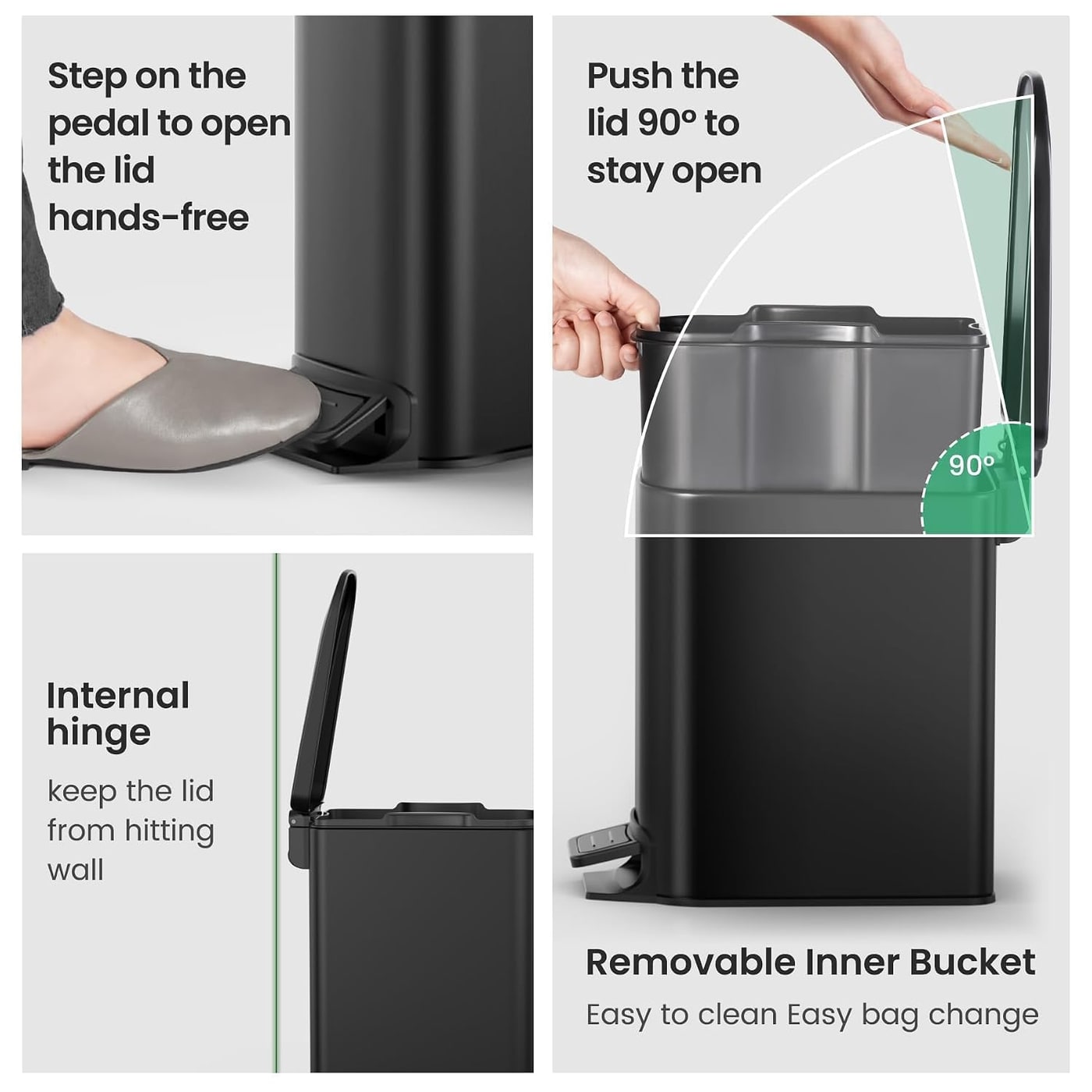 Slim 1.6-Gallon Step Trash Can with Soft-Close Lid - Photo 4