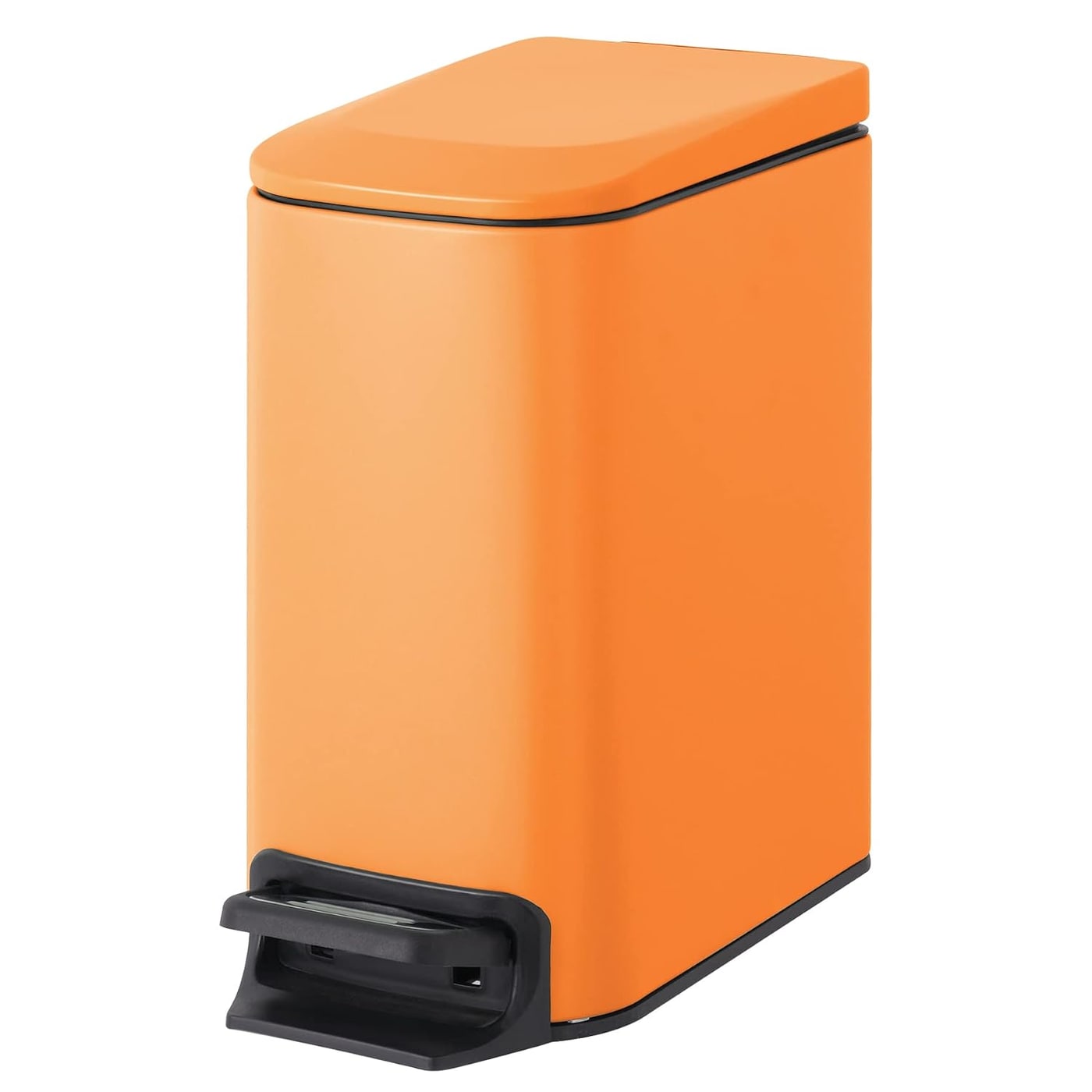 Slim 1.6-Gallon Step Trash Can with Soft-Close Lid - Matt Orange