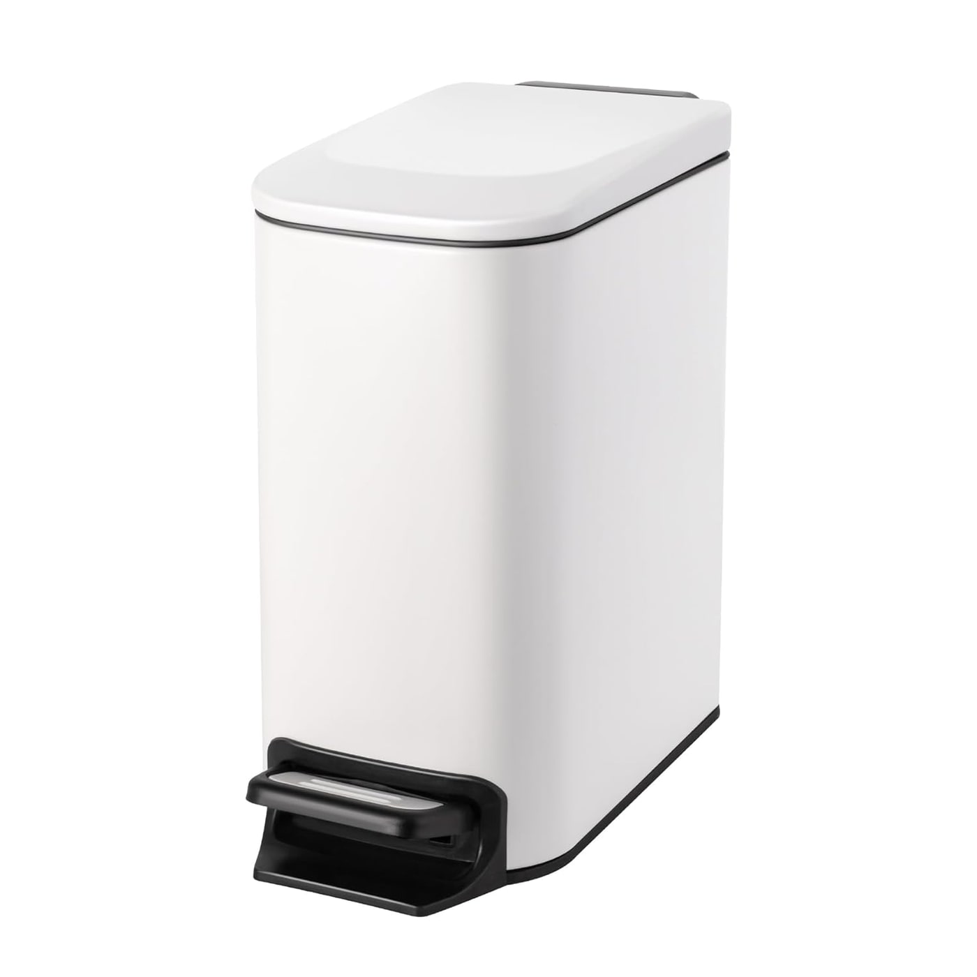Slim 1.6-Gallon Step Trash Can with Soft-Close Lid - White