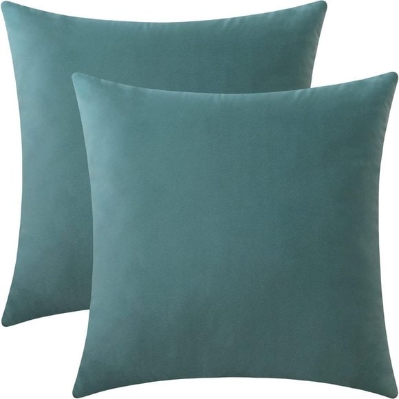 Soft Velvet Square Pillow Cover Pair (18-inch) - Aqua Blue