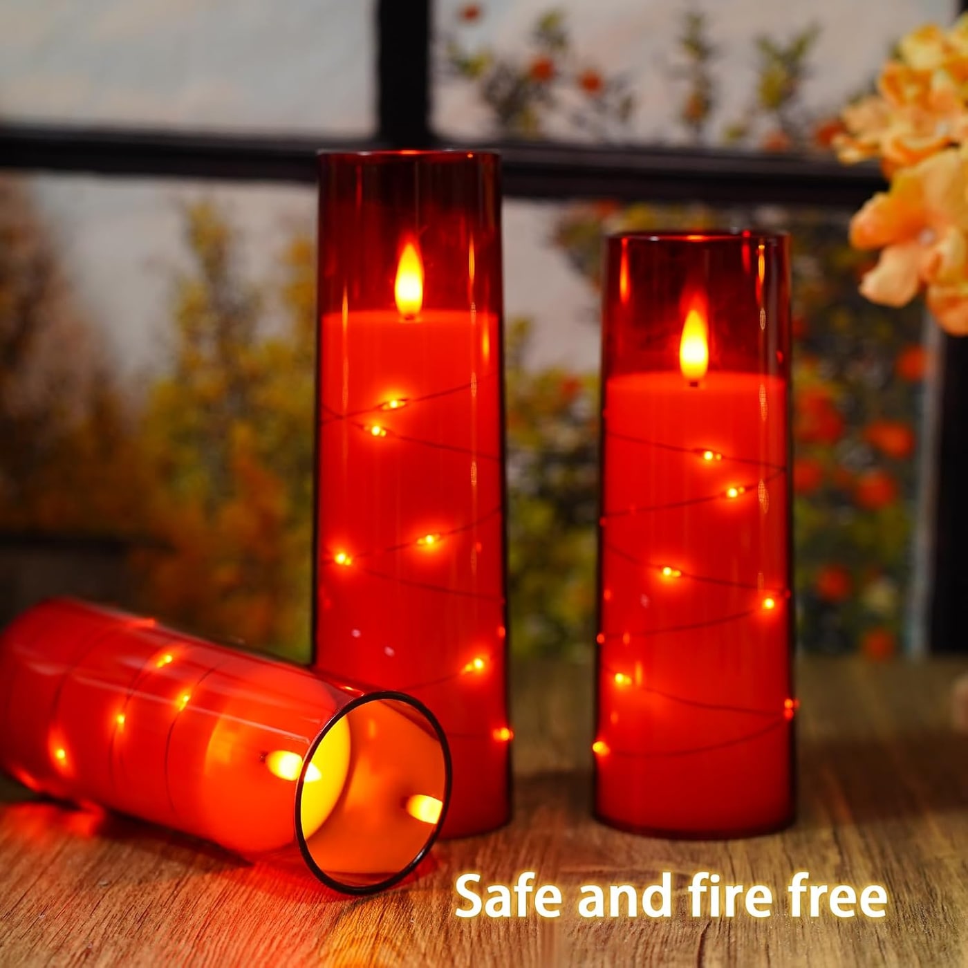 Star-String Flameless LED Pillar Candles, Set of 9 - Photo 3