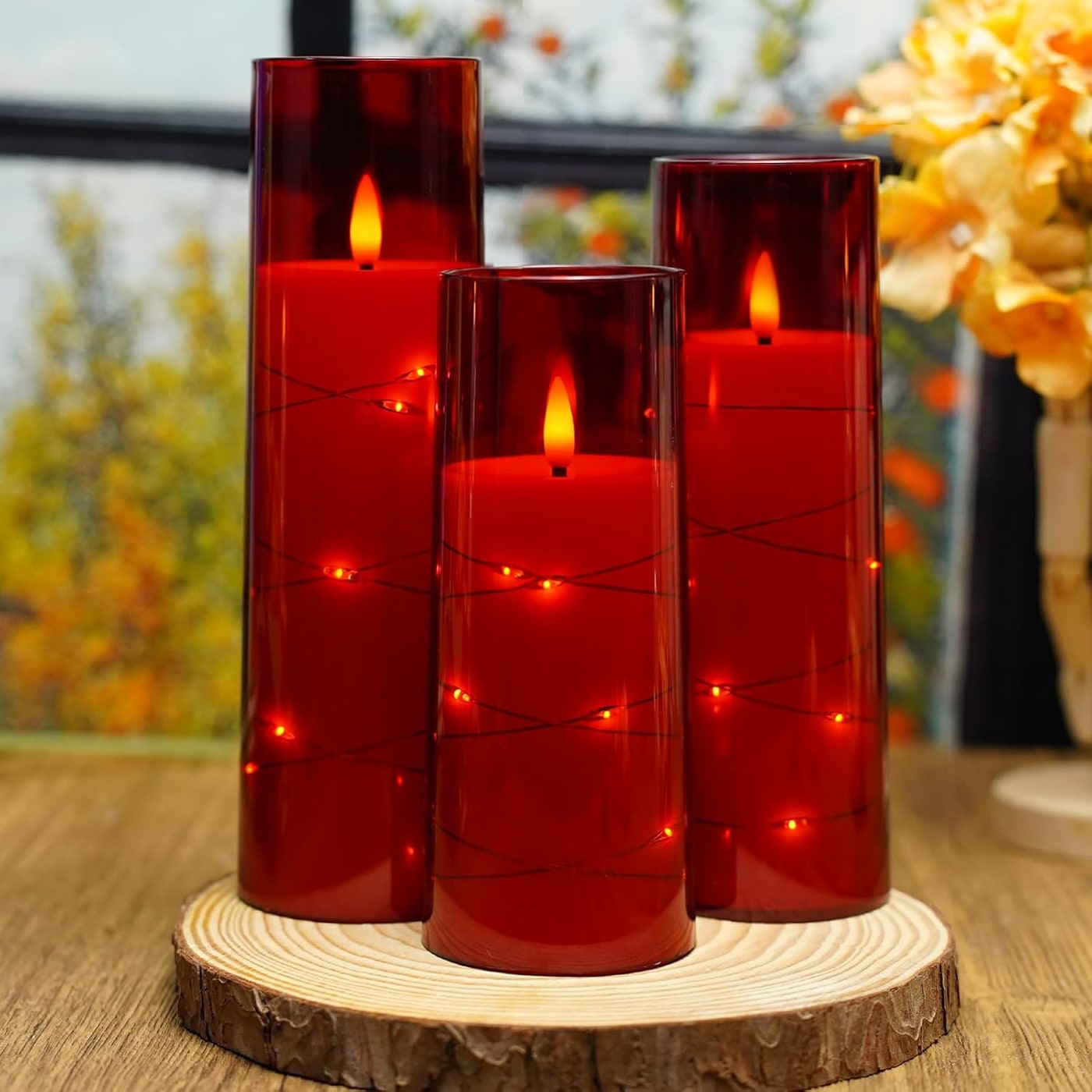 Star-String Flameless LED Pillar Candles, Set of 9 - Photo 4