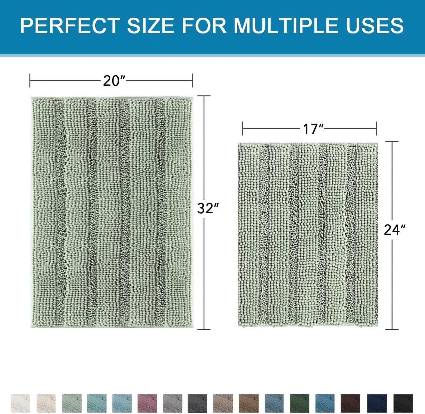 Striped Shag Chenille Bath Rug Set - Photo 2