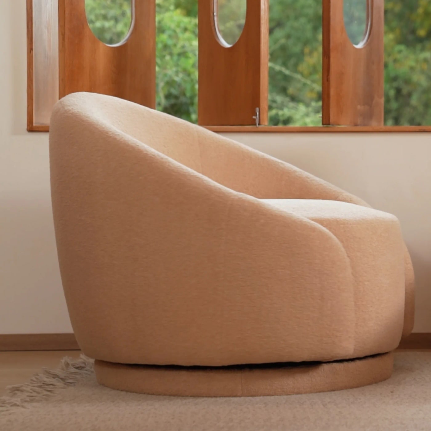 Teddy Fleece Swivel Barrel Accent Chairs, Set of 2 - Photo 3