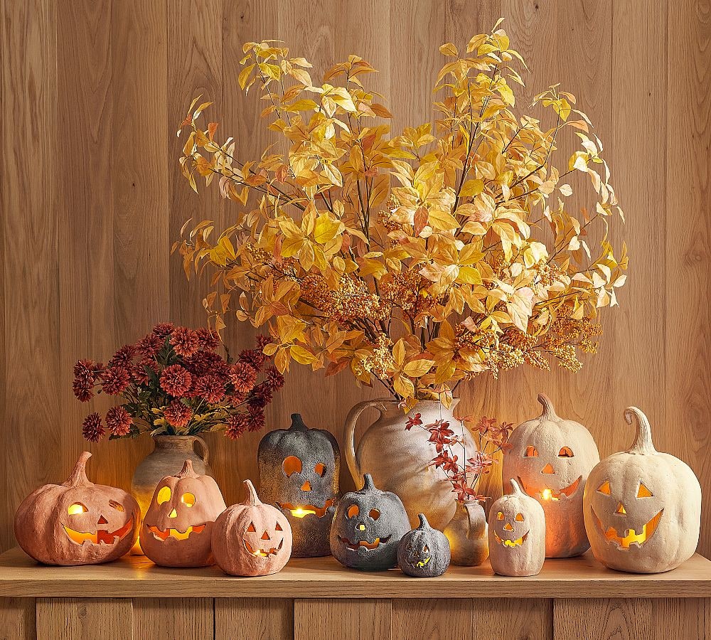 Handcrafted Terracotta Jack-O'-Lantern - Terracotta