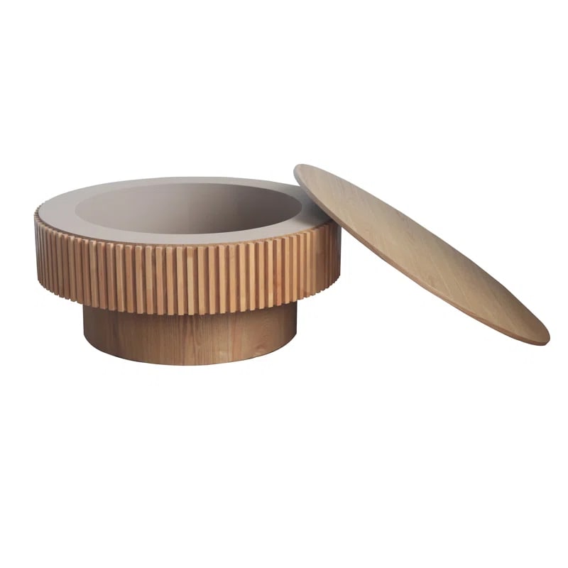 Timeshia Round Fluted Coffee Table with Storage - Photo 3