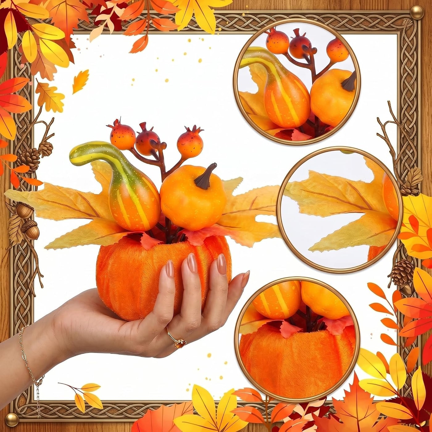 Velvet Mini Pumpkin Decor, Set of 6 - Photo 2