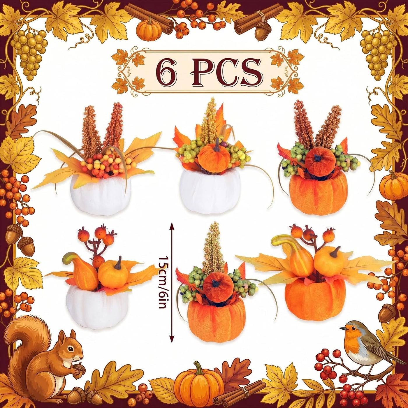 Velvet Mini Pumpkin Decor, Set of 6 - Photo 3