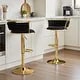 Velvet Swivel Bar Stools with Adjustable Height (Set of 2) - Gold/Black
