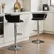 Velvet Swivel Bar Stools with Adjustable Height (Set of 2) - Silver/Black