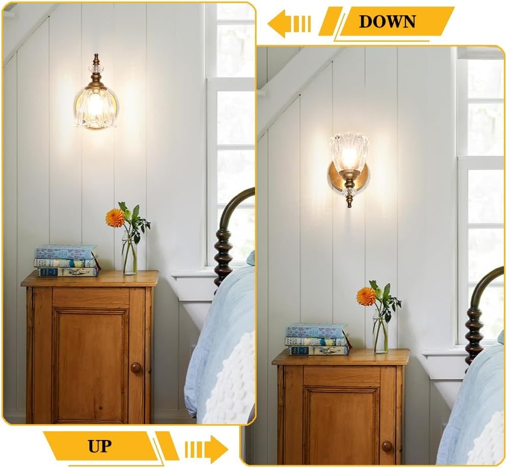 Vintage Brushed Brass Wall Sconce Pair - Photo 4